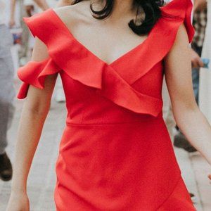 Red Ruffle BCBG Max Azria Dress
